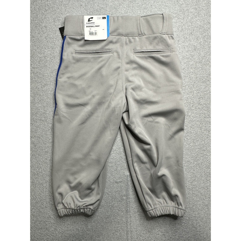 Champro‎ Triple Crown Knicker Baseball Pant Youth Large Grey Royal Pipe NWT Poly
